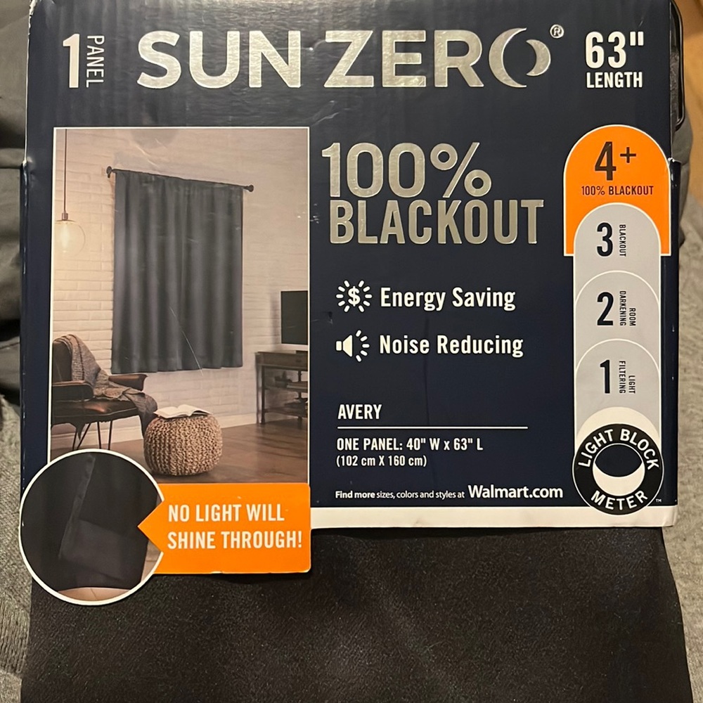 1 panel BLACKOUT Curtain. 40”Wx 63”L